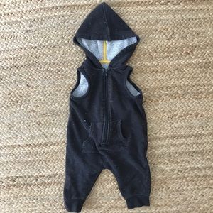 Black sporty hipster jumpsuit with hoodie
